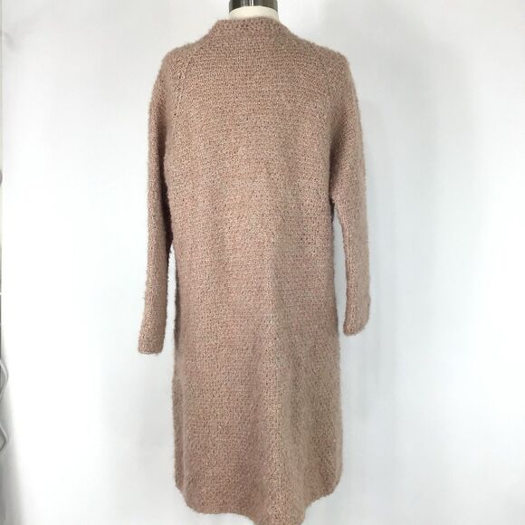 Duster Sweater M Wool Womens Nautral Pink Knit Open Front Cottagecore Hand knit - Picture 4 of 16